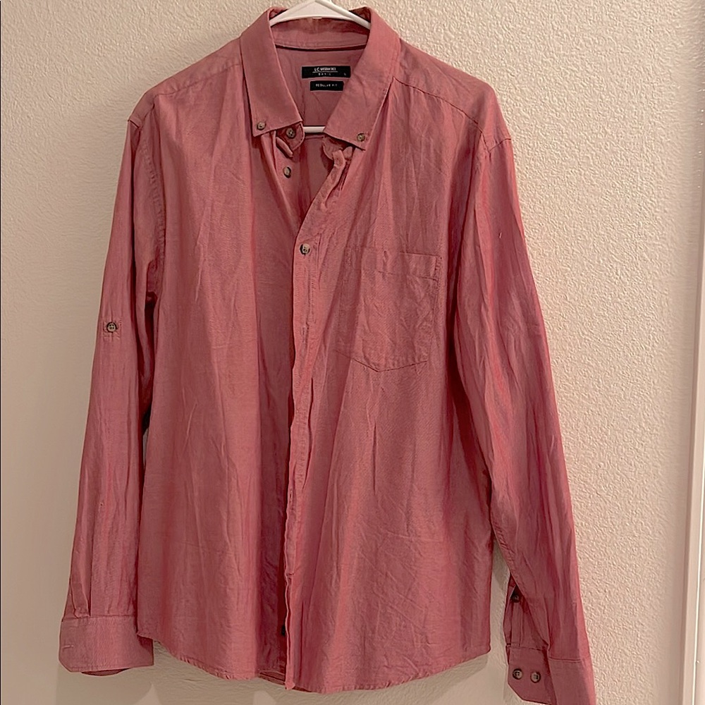 (3 for $19) Men's Pink Button-Up Shirt. Size XL Europe